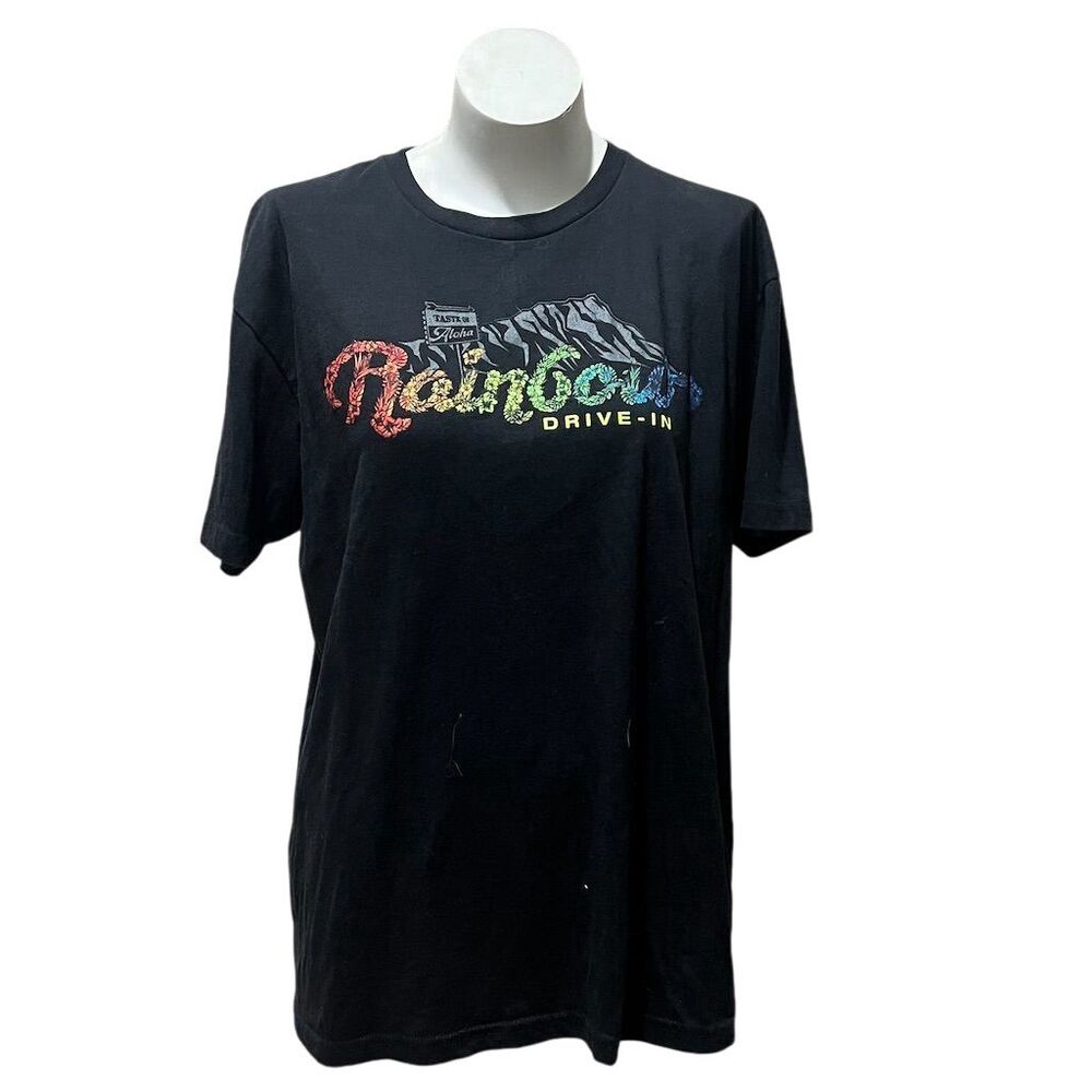 Rainbow Drive-In Men's XL Black Graphic T-Shirt Front & Back Print